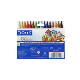 DOMS TRI Extra Long Wax Crayons – 17 Shades Including Silver, Triangular Non-Toxic Crayons for Kids and Artists