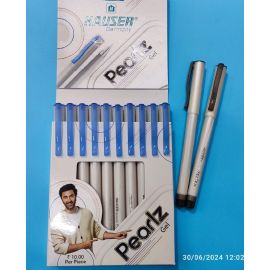 Hauser Pearlz Gel Pen – Fine Tip, Blue Ink, Refillable, White Body with Blue Accents